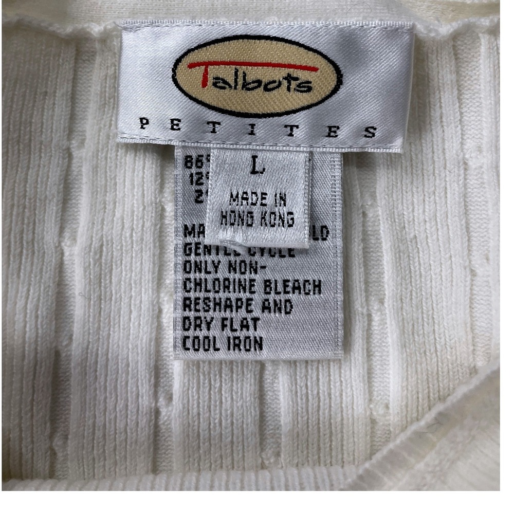 2 piece Set Talbots Petites Cream Knit Cardigan Shell Sleeveless Top Sz Large L - Picture 3 of 8